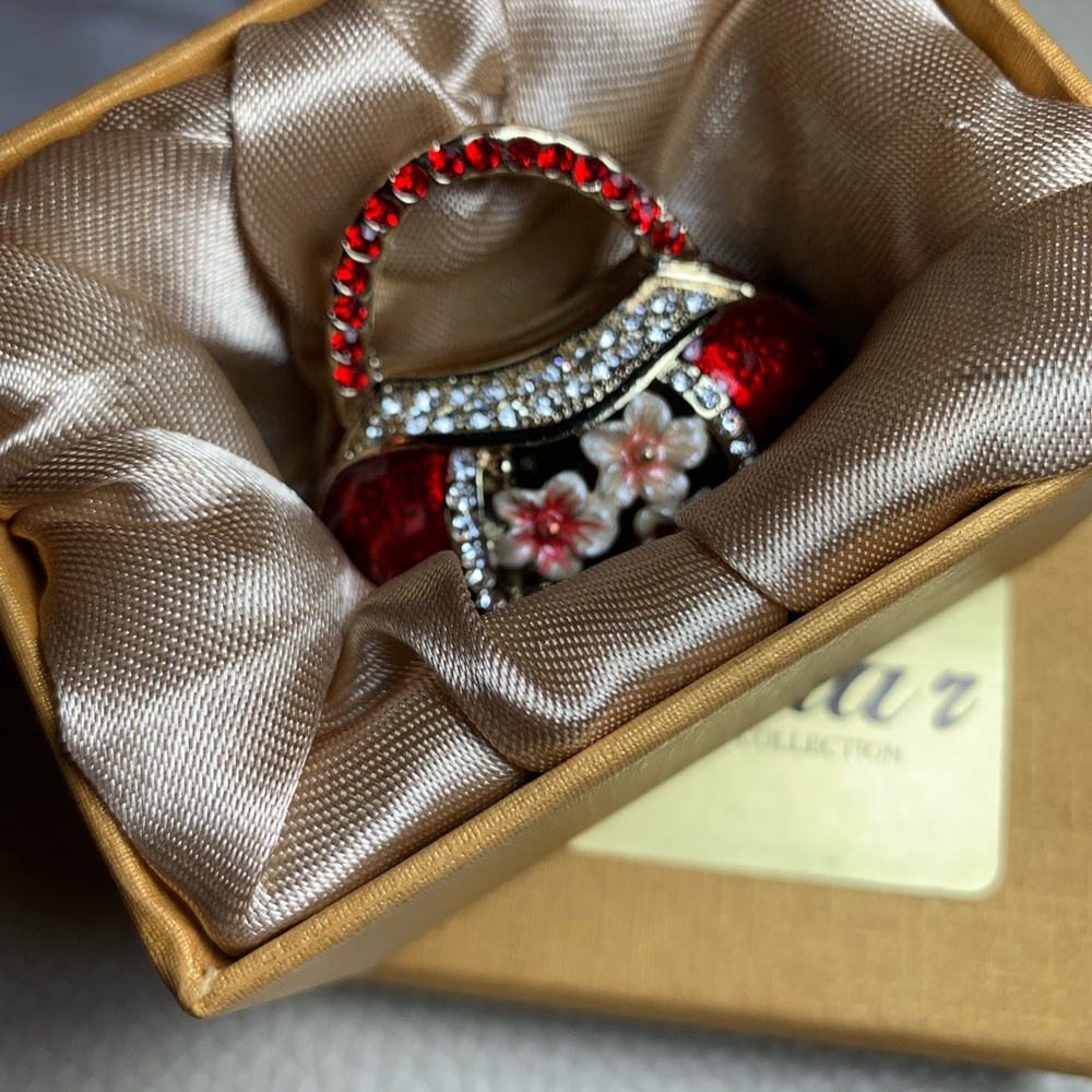 Shalimar Swarovski Red Crystal Floral Handbag trinket. - Picture 5 of 6